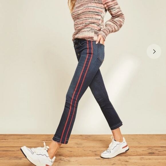 VERONICA BEARD Women's Carolyn 10" Baby Boot Jeans Size 24 Midnight Tux Stripe - Picture 1 of 9